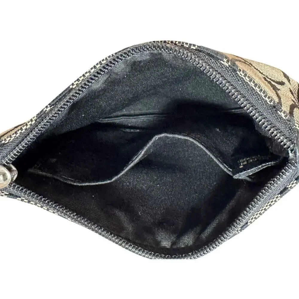 Vintage Y2K COACH Signature Logo Canvas Leather Mini Wristlet Wallet Clutch